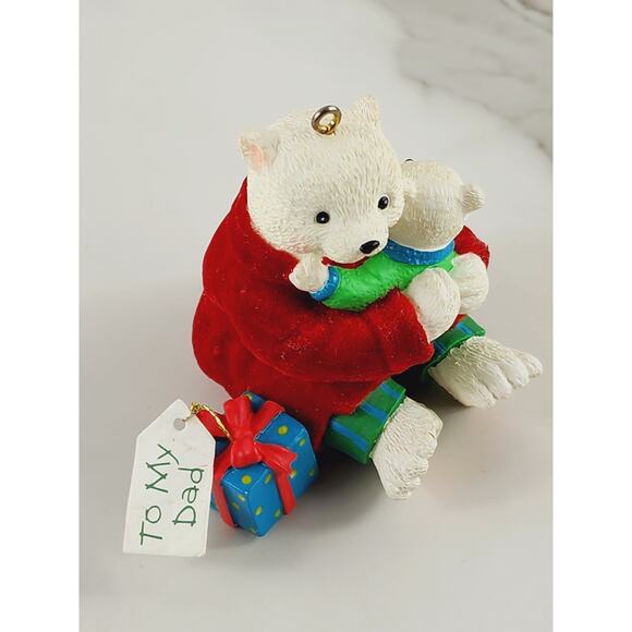 AGC Teddy Bear w/ Baby Ornament To My Dad Figurine Year 2000 White Red 2 3/4" - Picture 11 of 16